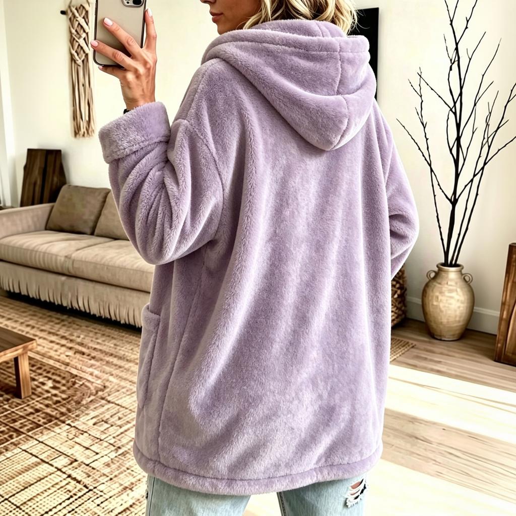 Women's Hooded Cardigan Loose Fit Oversized Open-Front Jacket