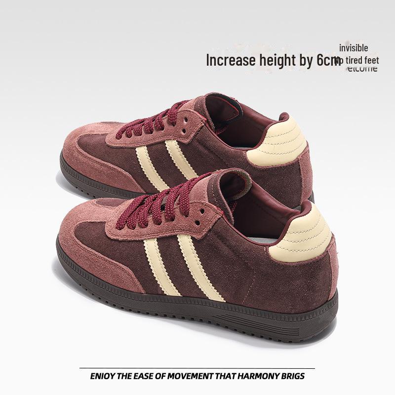 

Женские кроссовки на толстой подошве, увеличивающие рост, 2025 г. Модные и универсальные для комфортного бега и отдыха 35 вино красного