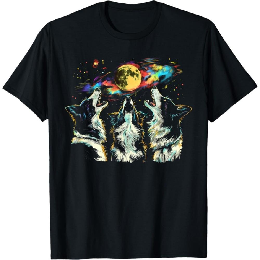 

Border Collies Dog Howling Moon T-Shirt S