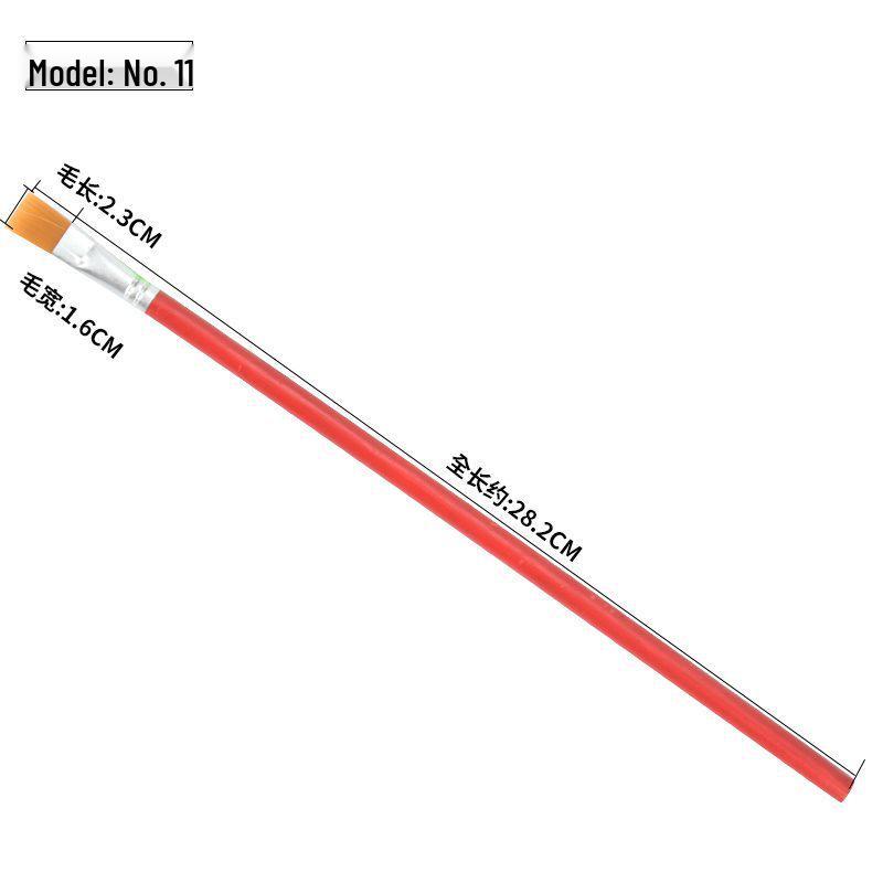 Red Handle Nylon Flat Brush Set for Oil, Acrylic, Watercolor & Gouache