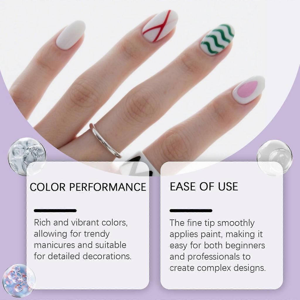 Fine Tips 3D Nail Art Pens, 12 Colors 0.5MM Nail Polish Pens Nail Point Graffiti Dotting Pen Drawing Painting Liner Brush for Home Salon