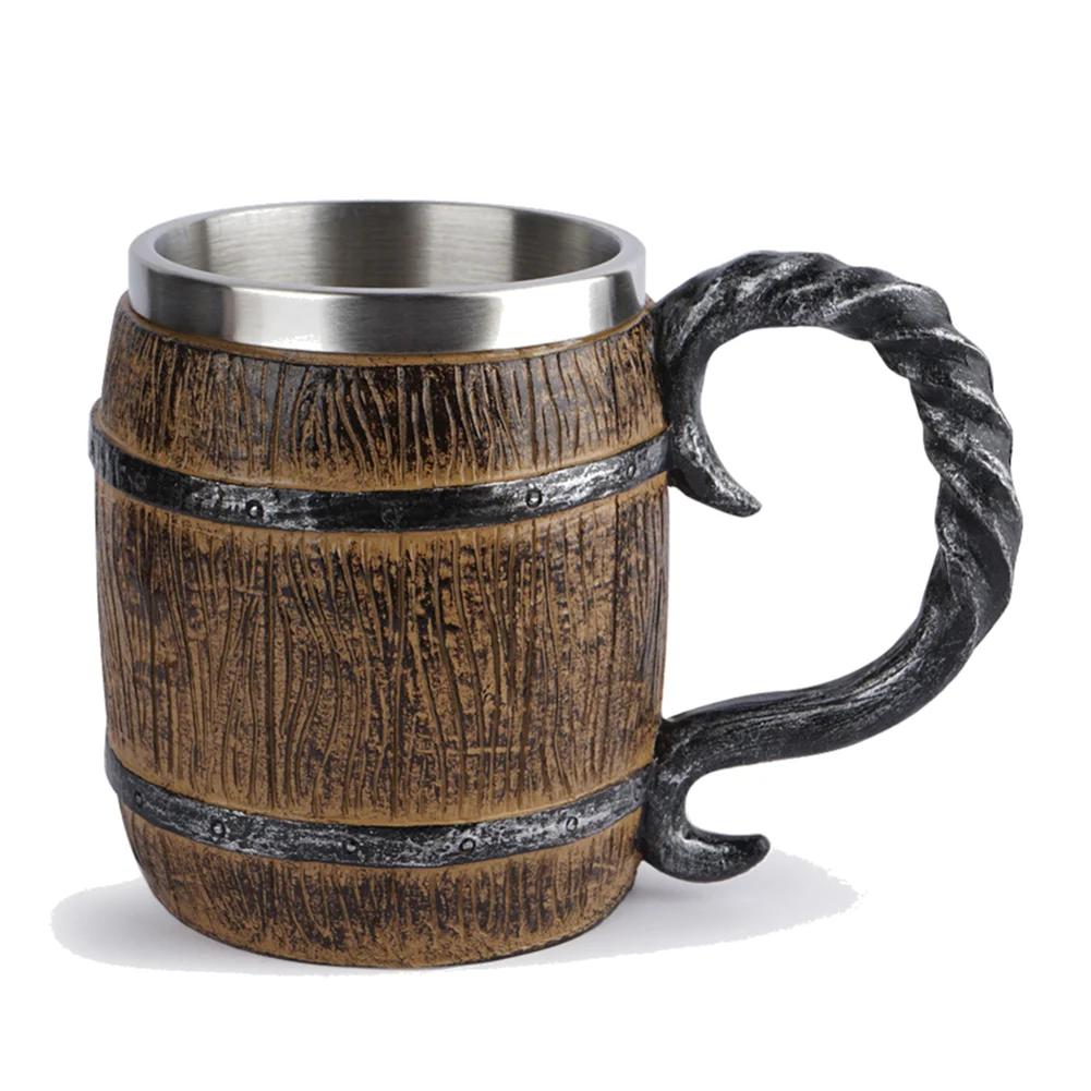 Edelstahl Totenkopf Tasse Bier Kaffee Tasse Wikinger Trinkbecher Skelett Harz Bier Tasse Halloween Geschenk Dekoration Ornament