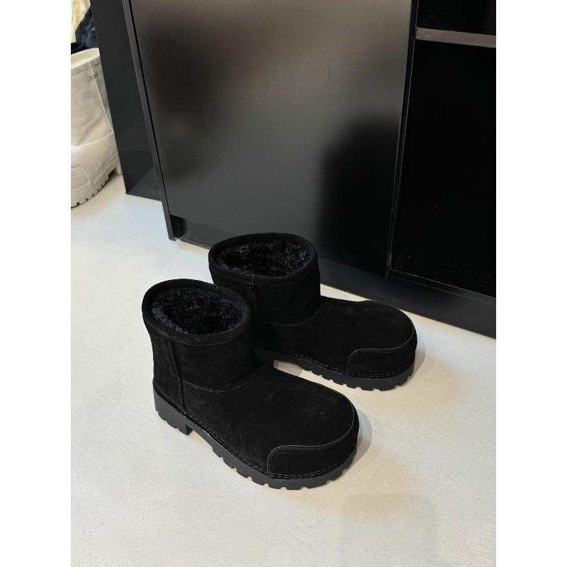 Autumn and Winter Thickness One-pedal Piled Thickened Warm Snow Boots Casual Versatile Short Medium Tube Fluffy Women's Cotton Shoes