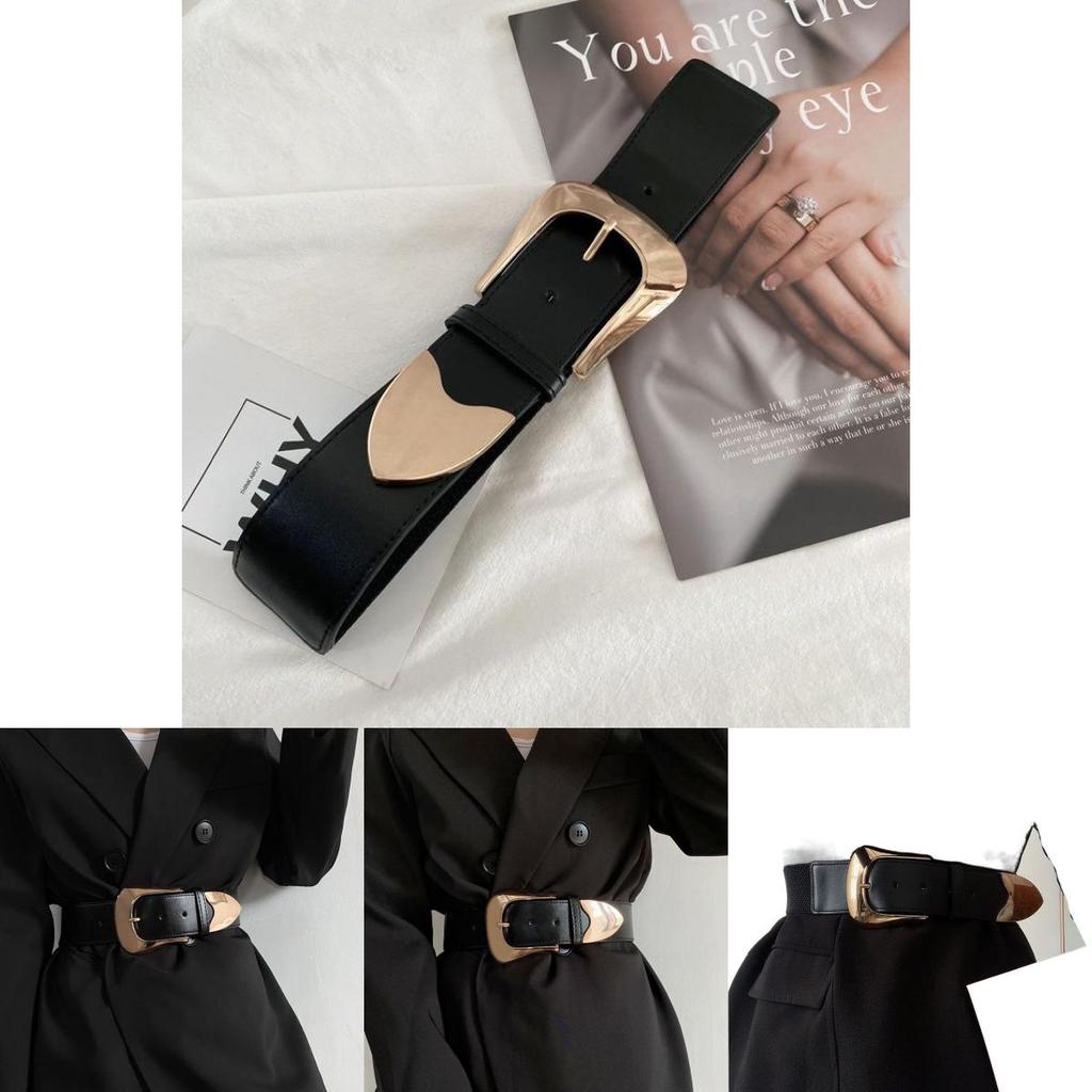 Modern Black Wide Pu Belt For Women Perfect For Dresses And Stylish Coats