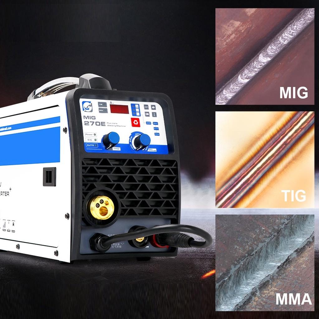 220V IP21S MIG-270E MIG/LIFT TIG/MMA 3 IN 1 Multifunctional Portable Intelligent Welding Machine Support No Gas Welders EU Plug