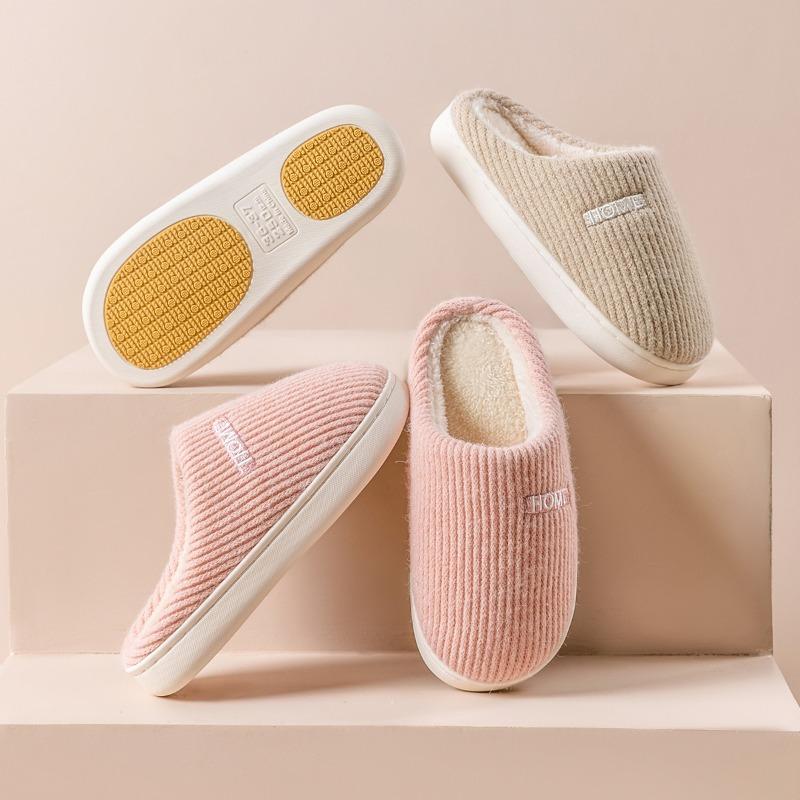 Cotton Slippers Men's Autumn and Winter Indoor Home New Thick Bottom Non-slip Plush Warm Bag Head Slippers Women's