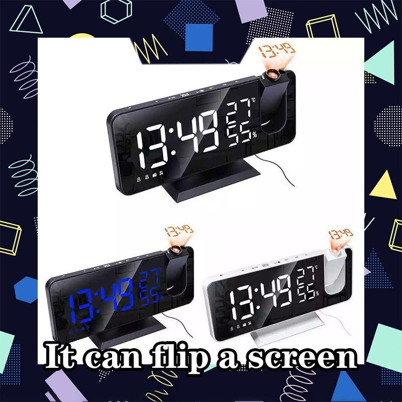 Digital Dual Snooze Alarm Clock With Projection Fm Radio 73 Mirror Display Led