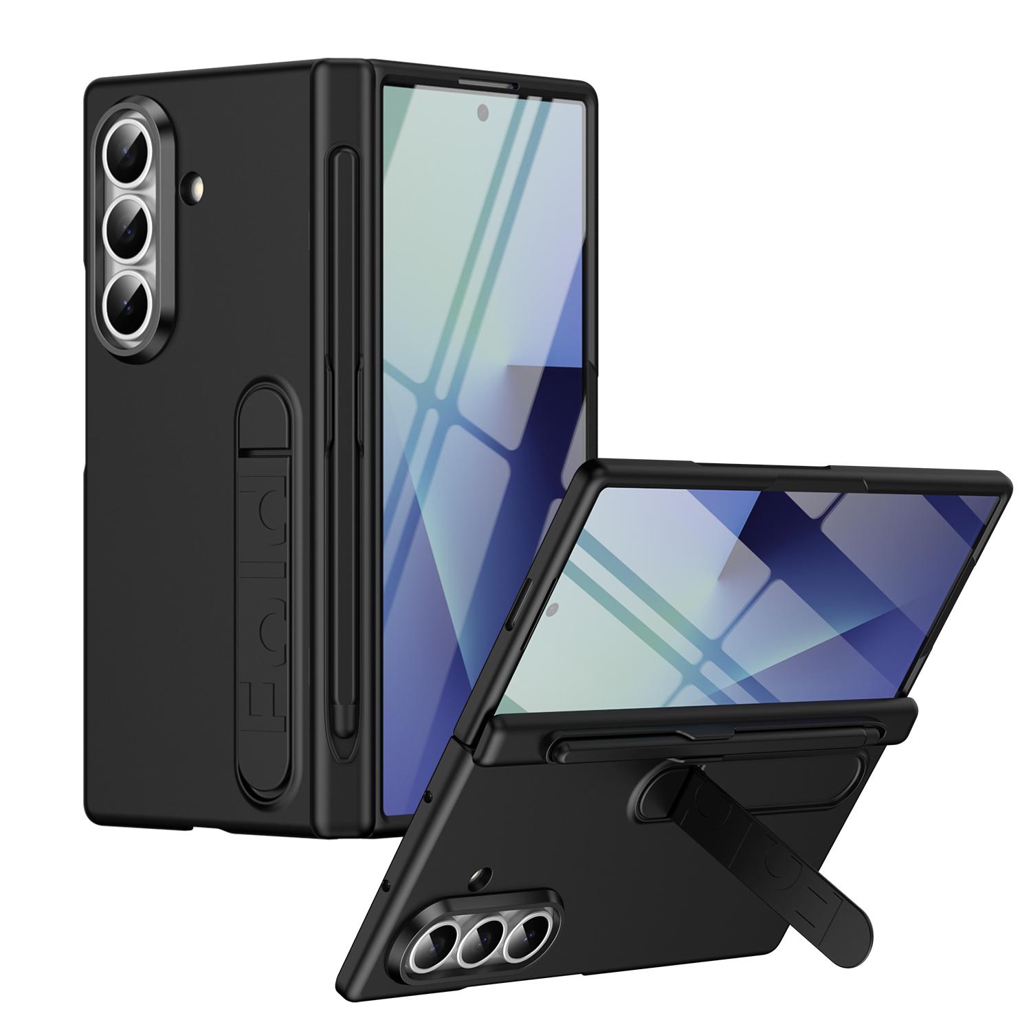 Shockproof Case For Samsung Galaxy Z Fold 8 7 6 5 4 3 5G invisible bracket Hinge Protection Phone Cover with Glass Screen Protectives films&Pen For Samsung Galaxy Z Fold8 чёрный