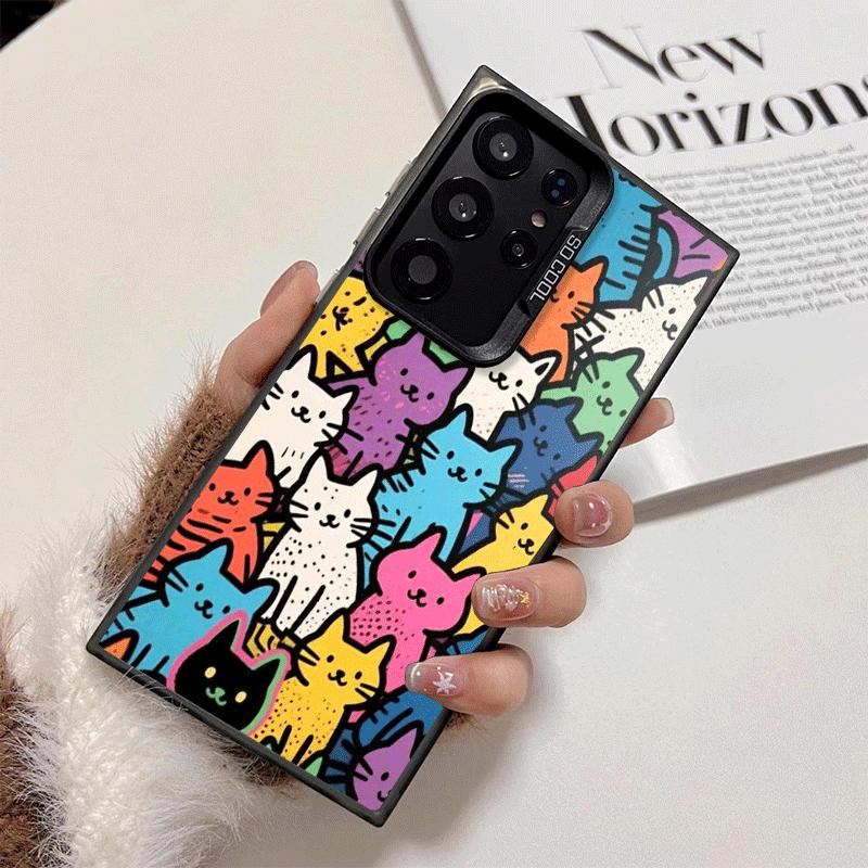 Cartoon Cute Cats Theme Soft Phone Case for Samsung Galaxy S24 S25 FE S26 Edge S23 Ultra S22 Plus S21 + Shockproof Cover Back Sh