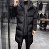 Men's Korean Style Hooded Down Cotton Jacket - Mid-Length, Thickened, Winter Outerwear.