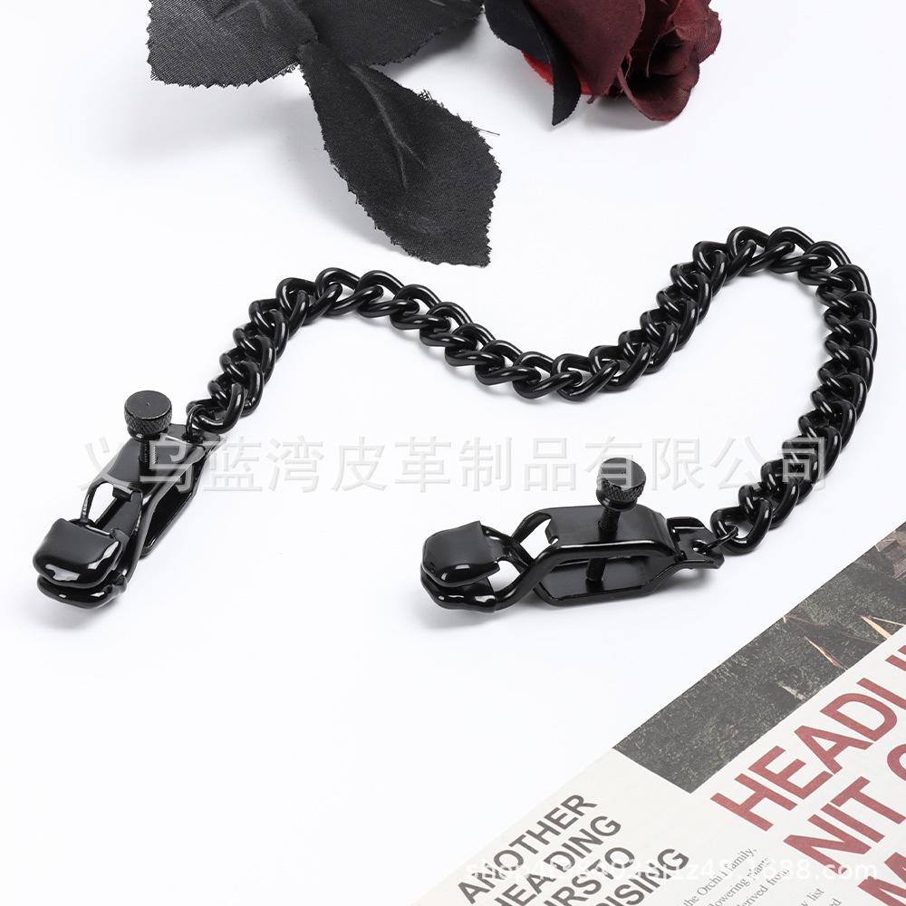 Nipple Clamp with Thick Chain Adjustable Metal Nipple Clip Non-piercing Breast ClipAdult Sex Toys for Women and Couple Pleasure