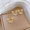 Necklace Earrings Set Light Luxury Full Of Diamonds And Empty Mouse Head Personality Temperament Banquet Earrings Necklace Group