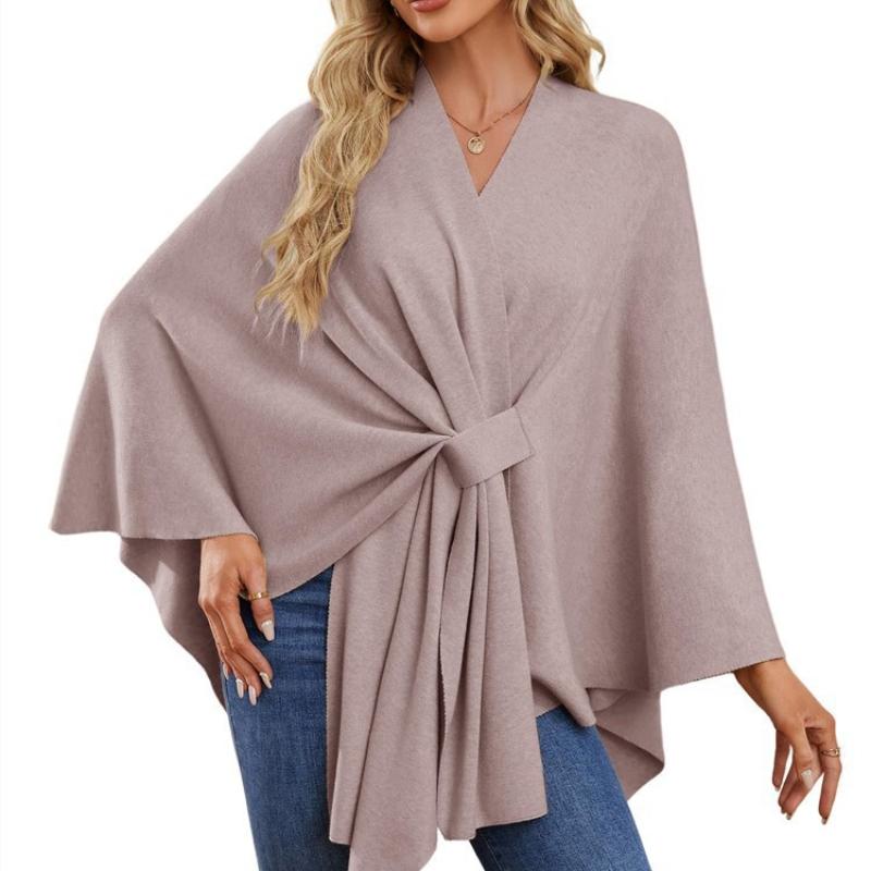 Ladies' Elegant One-piece Solid Color Soft Shawl Jacket Cloak Top
