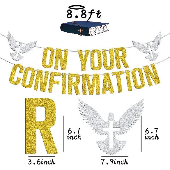On Your Confirmation Banner, Christening Baby Shower / 1st Religious Baptism Bunting Sign - Bridal Shower, Engagement, Wedding Anniversary Party