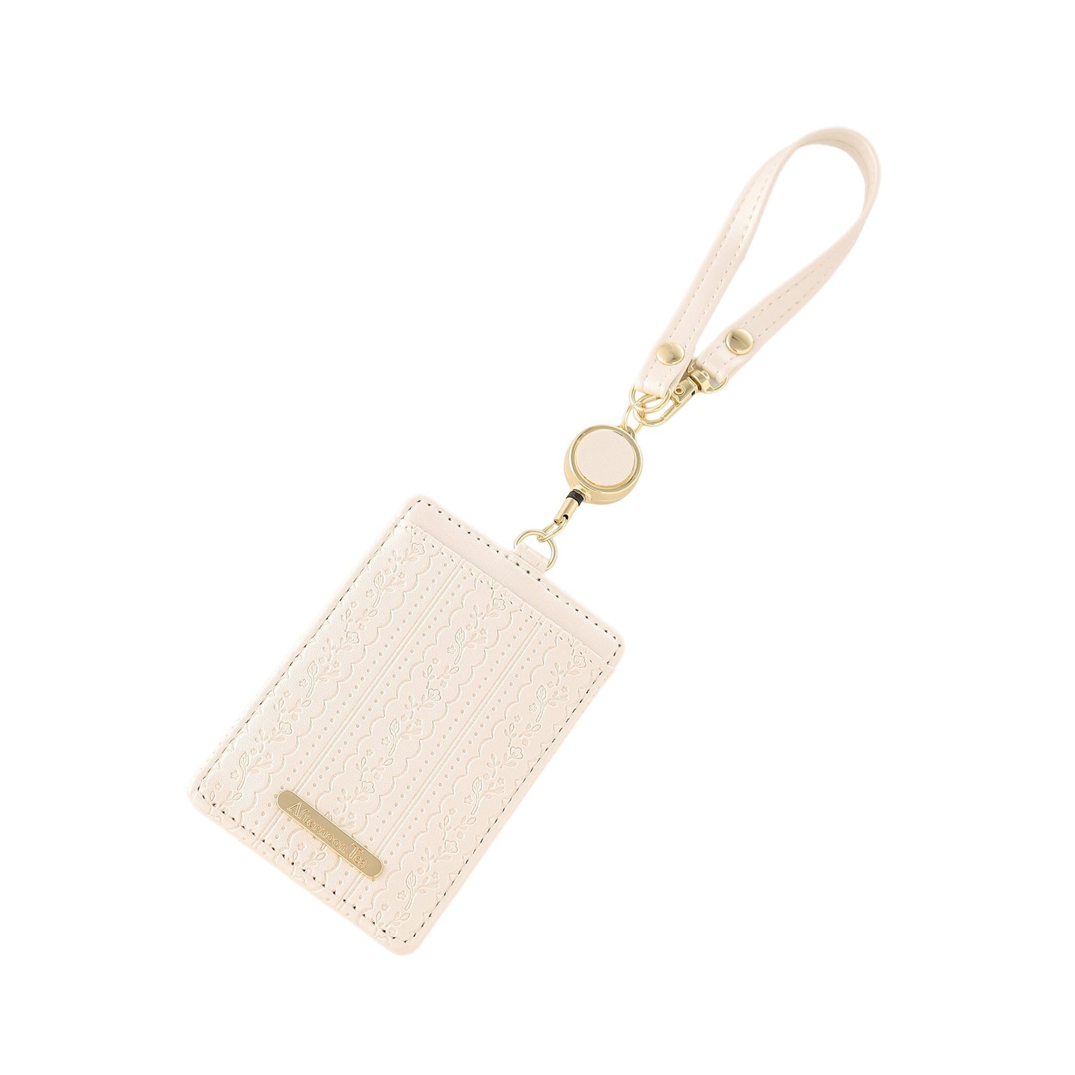 

Afternoon Tea Living JS77 Pass Case with Embossed Lace Cord Reel, White