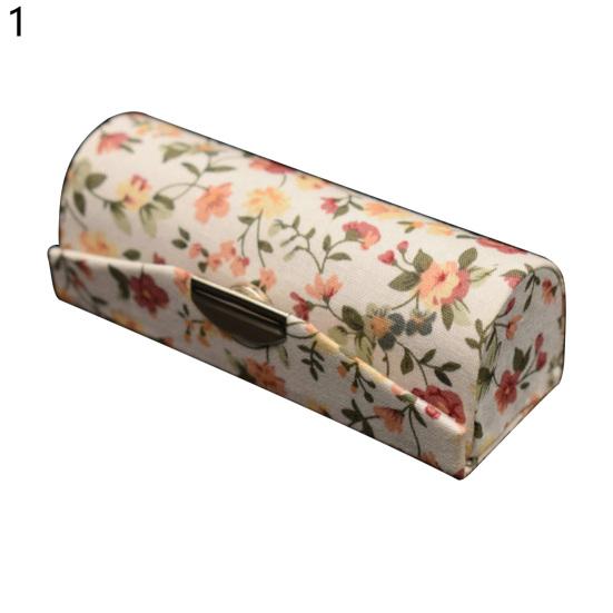Lipstick Box with Mirror Floral Print Vintage Women Chinese Style Retro Lip Glosses Storage Box for Daily Life