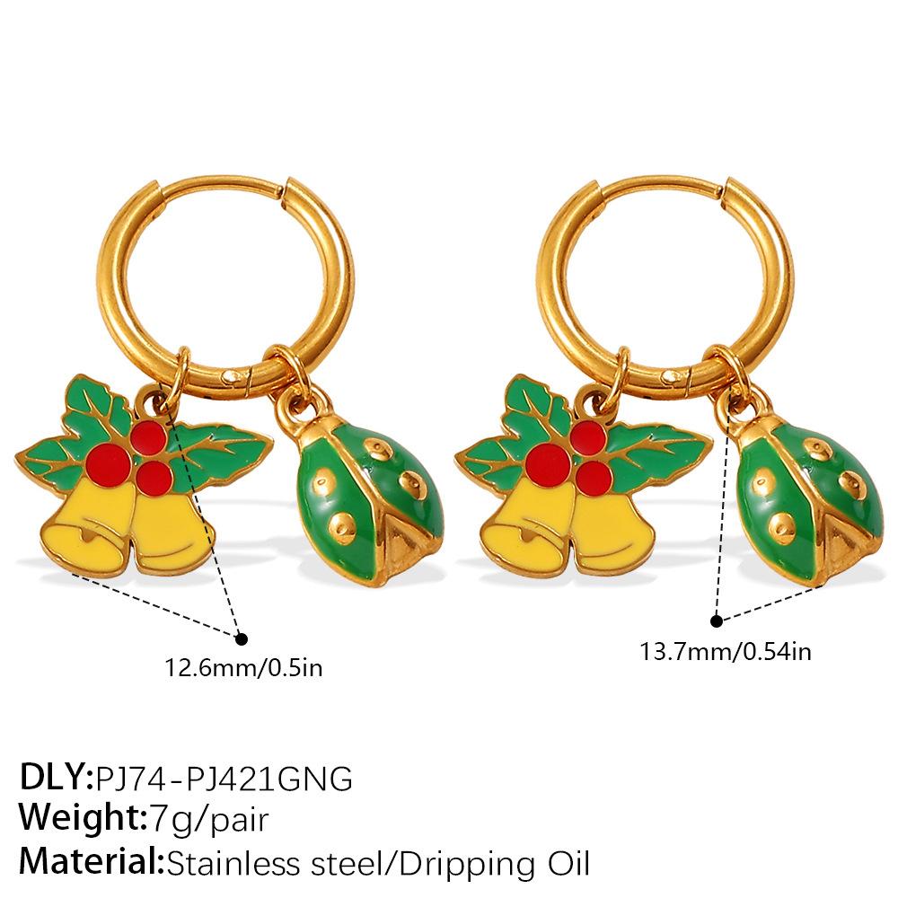 Christmas versatile DIY pendant earrings stainless steel gold-plated atmosphere earrings women