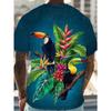 Herren Tropical Tukan 3D-Druck T-Shirt Lässiges Kurzarm Rundhals Oberteil Coole Exotische Vögel Blumen Grafik-T-Shirt Lebendige Sommer Dschungel Streetwear Oberteile