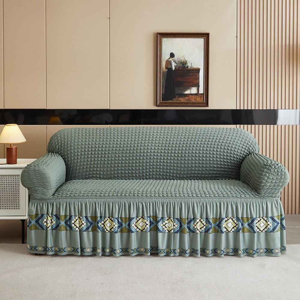 Luxury Bubble Gauze Furniture Protector Full Cover Sofa Slipcover Set Universal Stretchable Couch Cover