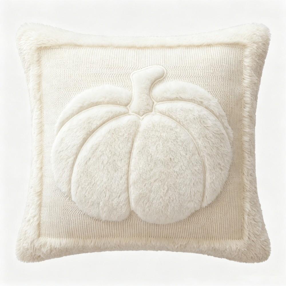 Pumpkin Pattern Throw Pillow Covers Faux Wool Cushions Autumn Thanksgiving Harvest