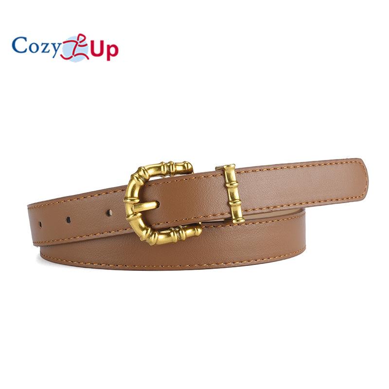 Slub Gold Buckle PU Firming PU Belt Slim Windbreaker Jeans Outer Waist Belt
