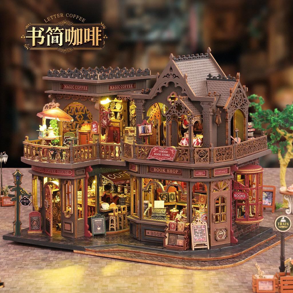 DIY Book Nook Cafe - 3D Puzzle Kit for Bookshelf, Handmade Bookend, Creative Gift for Home Decor & Collectibles
