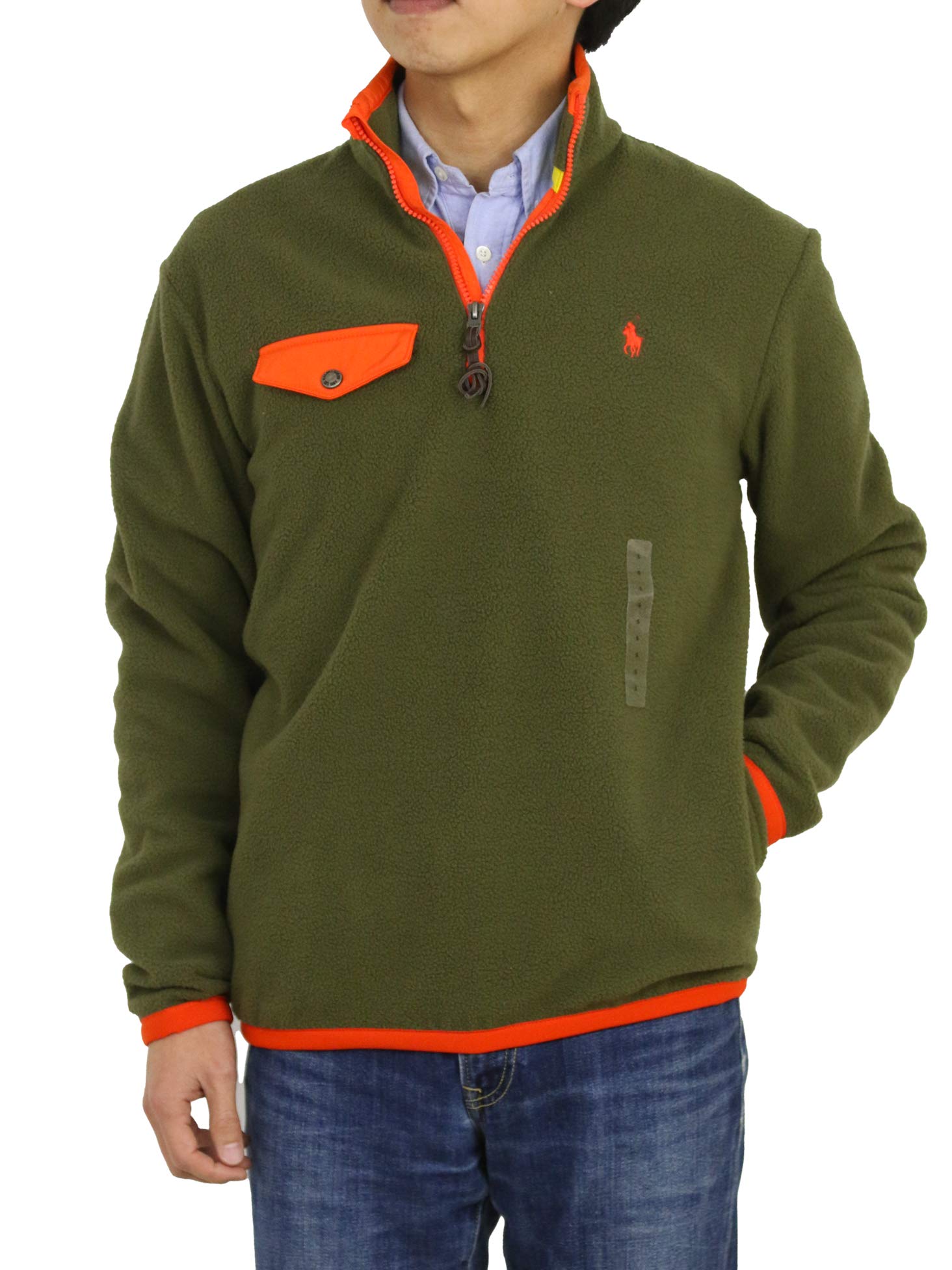 

POLO RALPH LAUREN Fleece Pullover Size 0101770 Men s Half-Zip Jacket, M, Green, зелёный