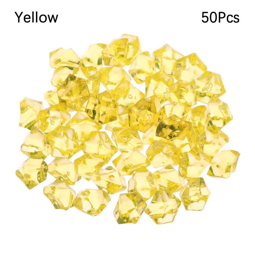 

New 50Pcs/bag Colorful Aquarium Acrylic Stones Crystal Ice Cubes Decor Vase Filler Pebble Fish Tank Home Ornament Landscape жовтий