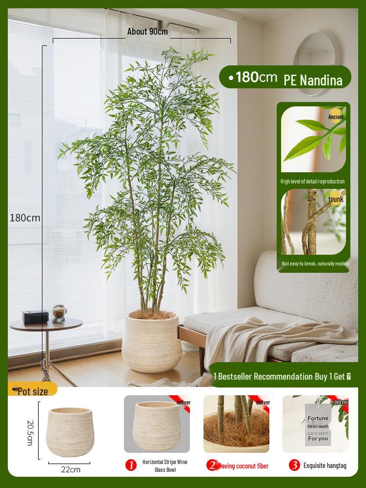 Nandina Bionics Artificial Tree: Elegant Indoor Decor, Large Potted Floor Plant