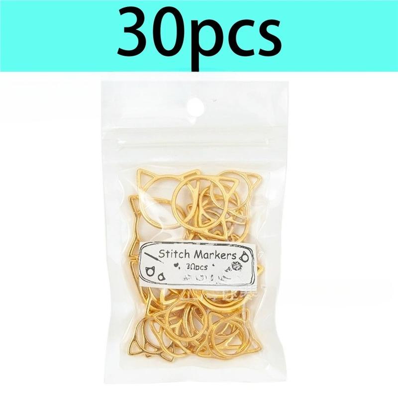 

30PCS Cat Stitch Markers - Golden Metal Crochet Rings, Knitting Supplies, Crochet Hook Accessories, DIY Craft Tools
