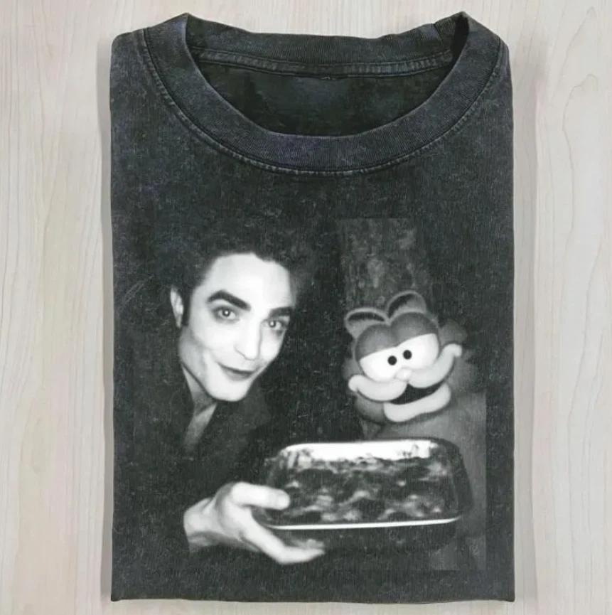 Vintage Washed Garfield Meme Shirt, Funny Vampirecore Parody Tee L