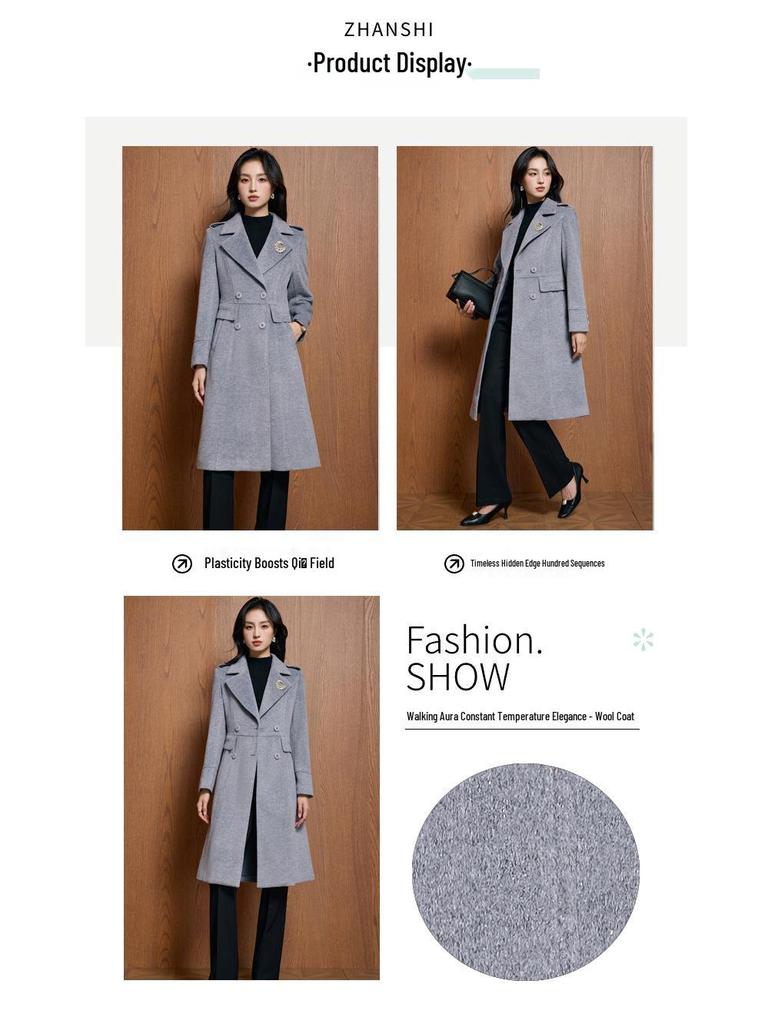 Women's High-End Double-Breasted Wool Coat: Autumn/Winter Korean Style, Mid-Length, Tall Fit, Goddess Temperament