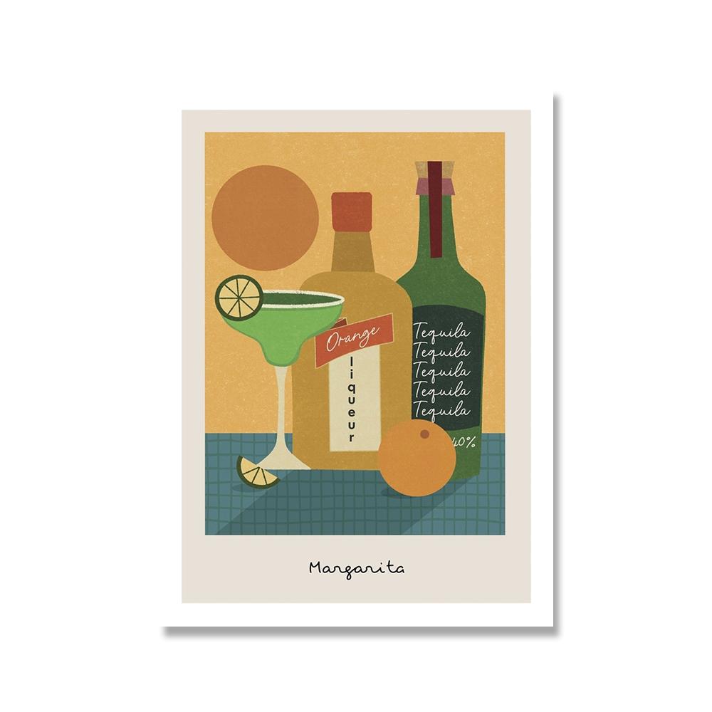 Gin Rum Margarita Mojito Beer Wine Cocktail Wall Art Canvas Painting Nordic Posters And Prints Wall Pictures For Bar Room Decor