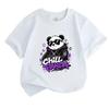 Kids Boys Girls 100% Cotton Crew Neck Short Sleeve T-Shirt, Cool Chill Panda Graphic Tees, Casual Graffiti Style Summer Tops for Children Daily Wear