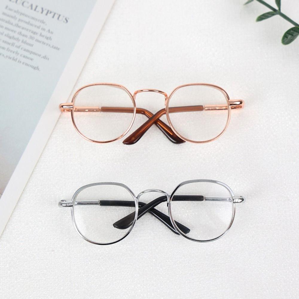 Metal Doll Glasses Round Frame Doll Accessories Creative Plush Doll Eyeglasses  for 20cm Dolls