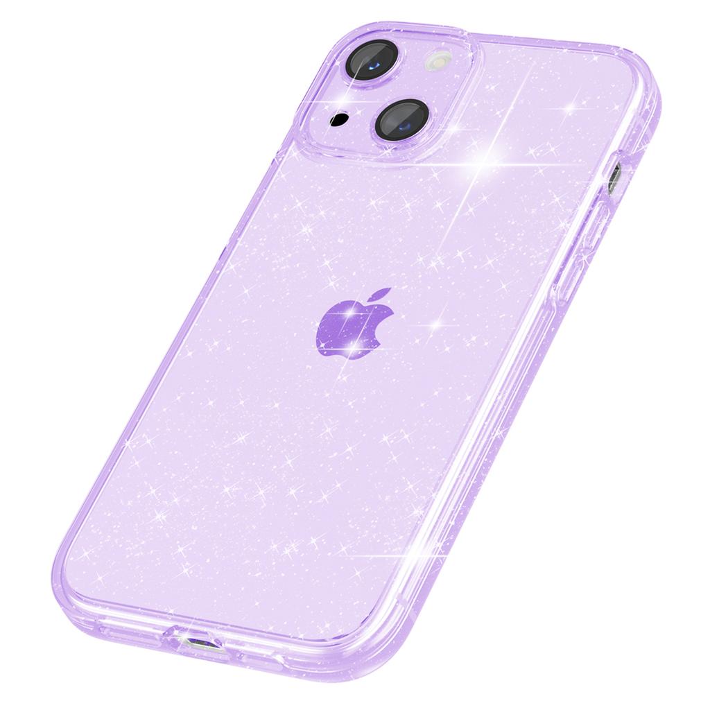 For iPhone 14 Plus Hard PC Soft TPU Protective Case Anti-Collision Phone Cover with Built-in Camera Lens Protector