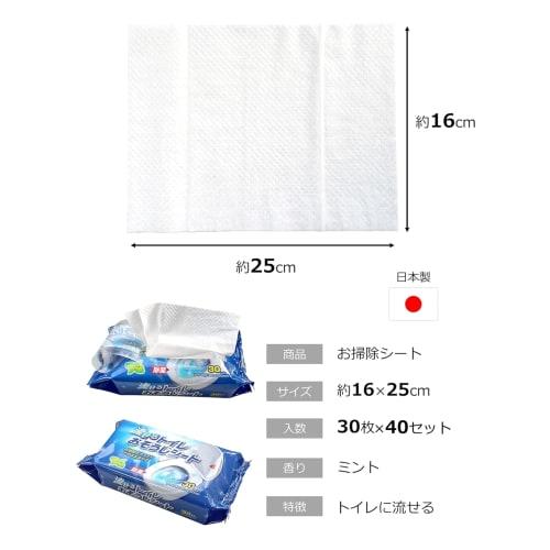 [.co.jp Exclusive] STRIX Design Flushable Toilet Cleaning Wipes, 1200 Sheets (30 Sheets X 40 Packs), Made In Japan, Disinfecting, Refreshing Mint Scen