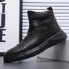 Boots Spring and Autumn Leather Breathable High-top Casual Leather Shoes Men's Business British Style Leather Boots
