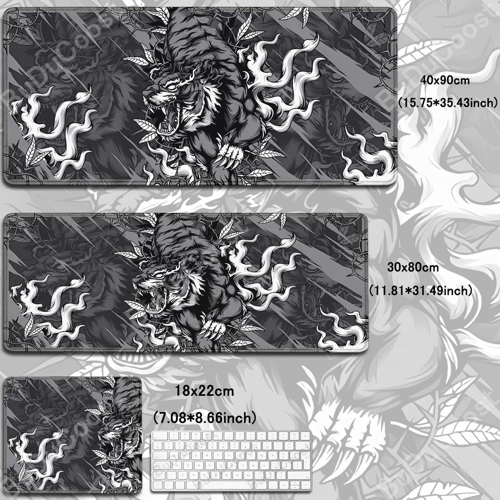 Anime Tiger Mouse Pad Large Size Laptop Computer Lock Edge Desk Mat Rubber Mousepad Gamer Carpet Gaming Accessories Keyboard Mat