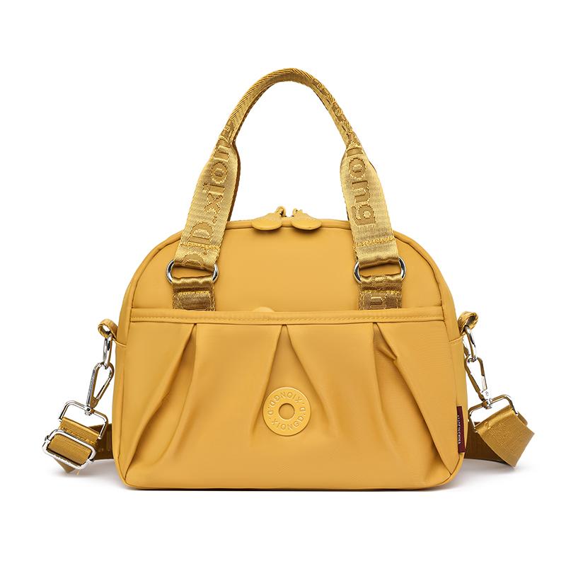 LADIES HANDBAG Shoulder Bag Solid Color Nylon Pleated Handbag Large Capacity Commuter Crossbody Bag geel
