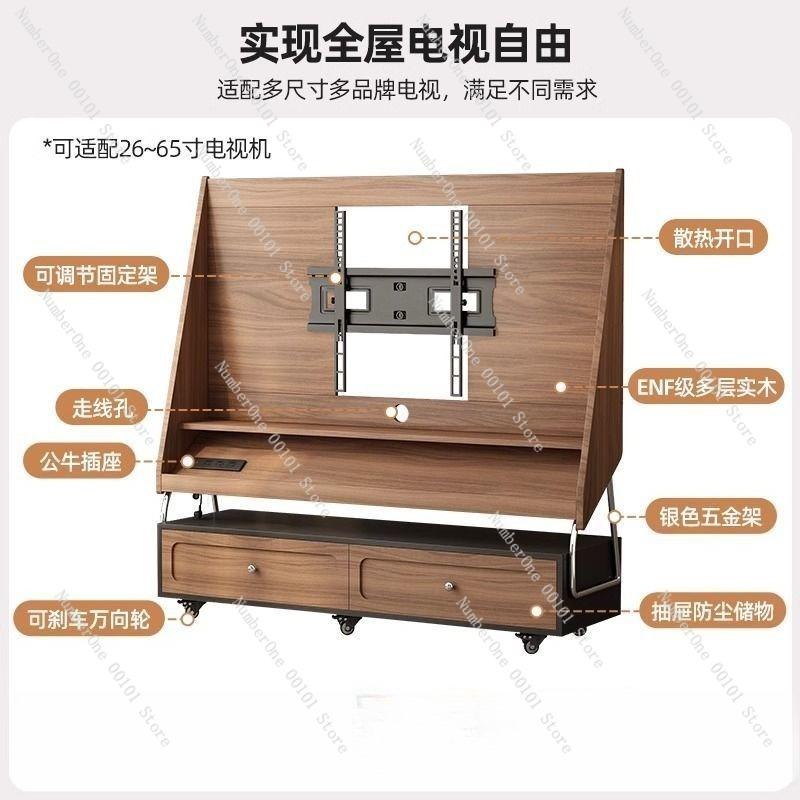 Mid-Style Solid Wood High-End Mobile TV Cabinet, Popular Retro Small Living Room Collection with Ample Storage Space
