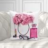 Fashion Theme Pillowcase Perfume Flower Square Cushion Cover French Decorative Peach Leather Velvet Super Soft Home Light Luxury