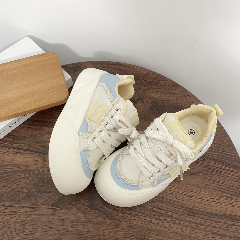 Fashion Women Flat New Wave Platform Sneakers Female Autumn New Round Toe Mixed Colors Women Casual Shoes Comfortable Breathable Loafers