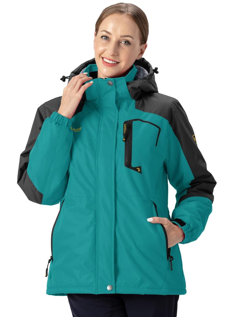 YSENTO Fleece Outdoor Jacket for and Warm and Removable Windproof and Brushed 01 XL Women's Jacket, Hiking, Skiing, More, Hood, Water-Repellent,