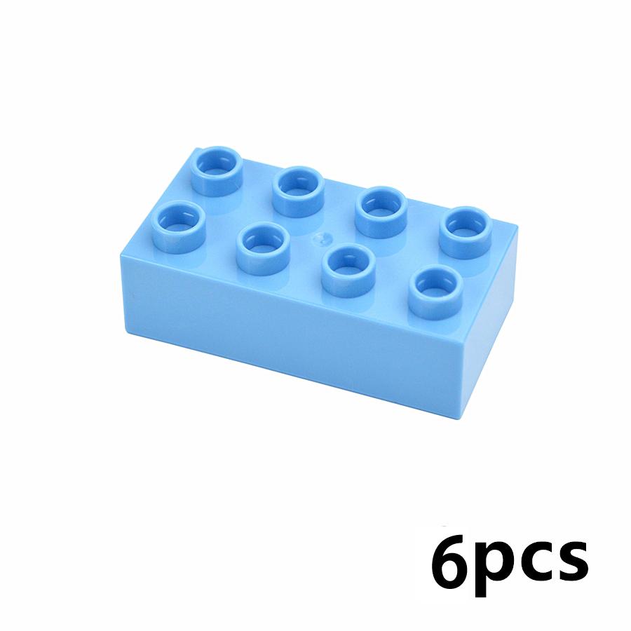 6Pcs 2x4 Dots Big Size Brick Thick Building Blocks 2*4 Classic Educational Part Accessories MOC Compatible Large Toy Kid Duploes