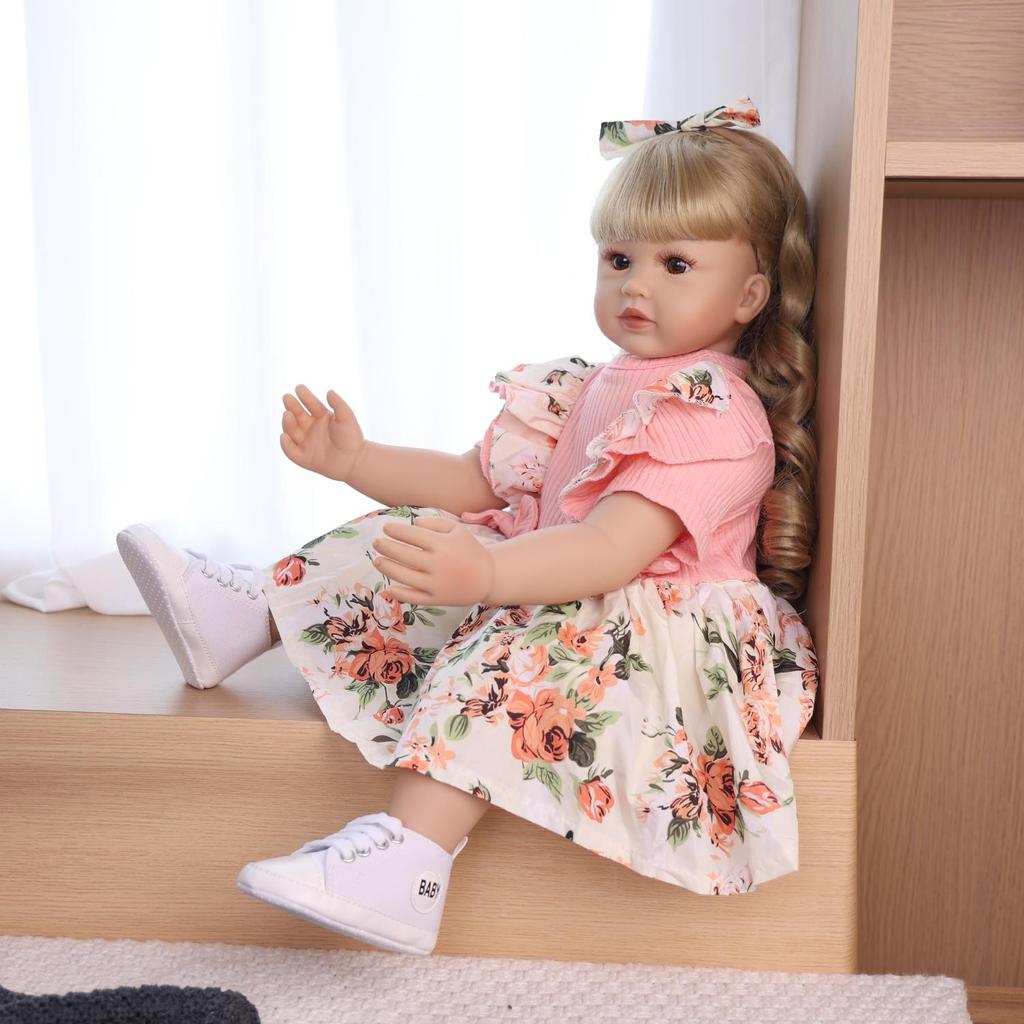 60 Cm Reborn Baby Girl Toy Cloth Body Realistic Princess Newborn Baby Dolls Kids Birthday Christmas Gifts Suit for 7+ Years