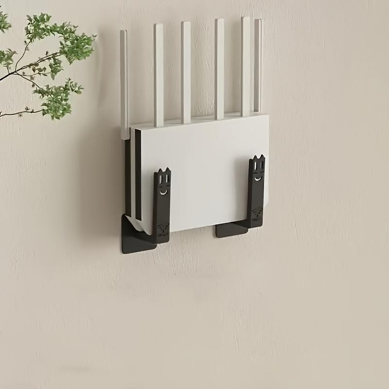 2Pcs Drill-Free Router Mounting Racks Wall Mounted Set Top Box Holder For Living Room Practical Organizer With Auxiliary Hooks