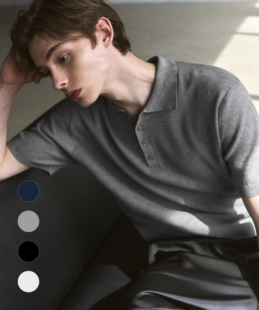 DRAW FIT Anderson Cotton Polo Half Knit [4 Colors]