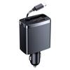 Retractable Car Chargers 125W , 3 In 1 Fast Car Phone Chargers,1 Retractable Cable 35Inch and 2 USB Ports for Cellphone