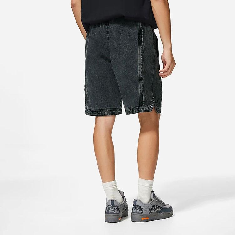 Li-Ning Solid Color Loose Wash Denim Shorts Men Shorts Black AKSSB49-1